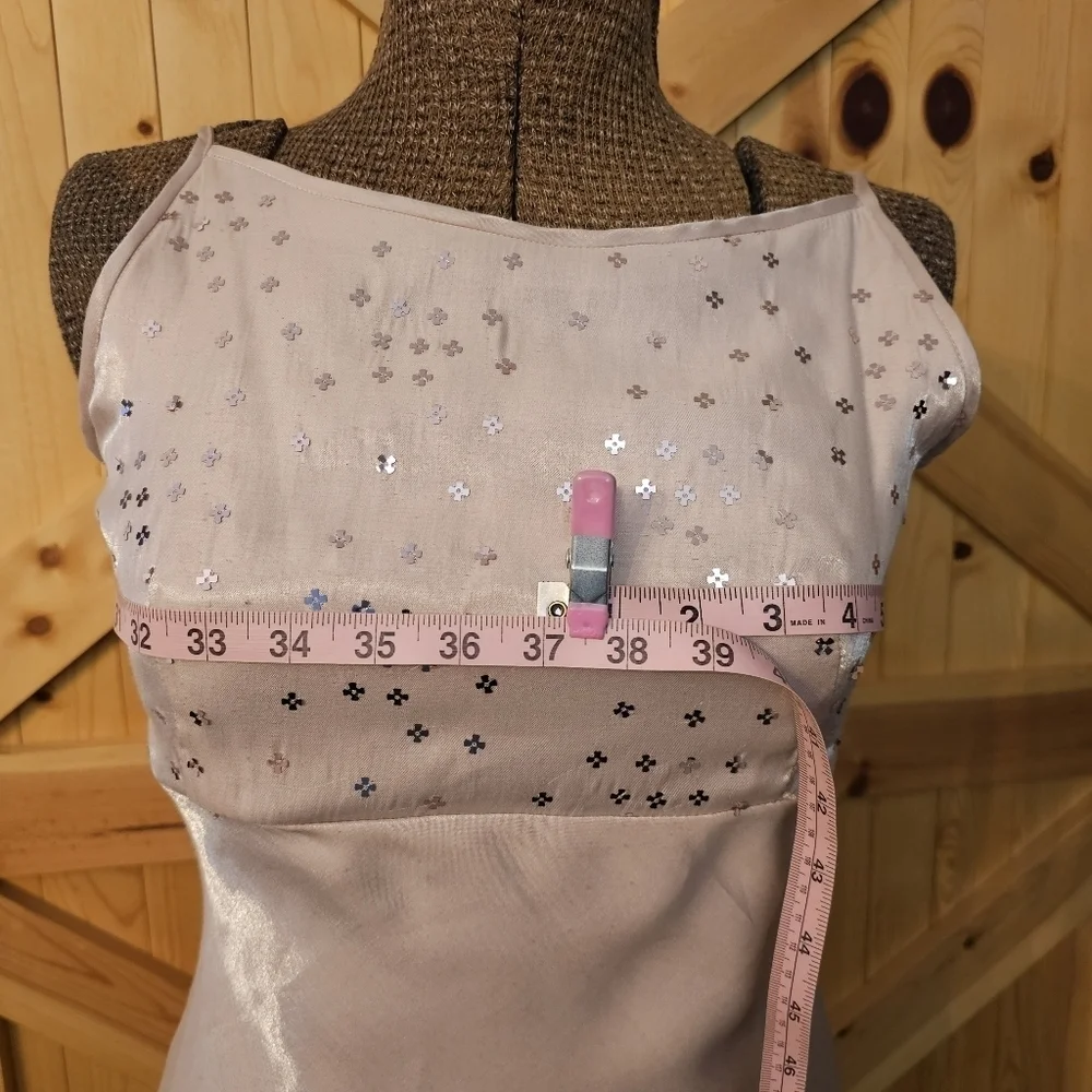 Jessica McClintock the sparkle mini Dress pastel sheer pink with sequins- y2k - Picture 5 of 14